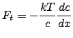 $\displaystyle F_{t}=-\frac{kT}{c}\frac{dc}{dx}$